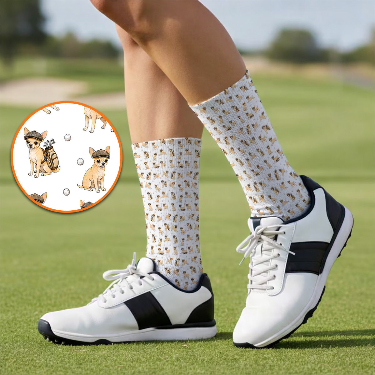 Funny Chihuahua Golf Socks, Cute Chihuahua Pattern Golf Sock for Dog Lovers, Golf Gift For Golfer