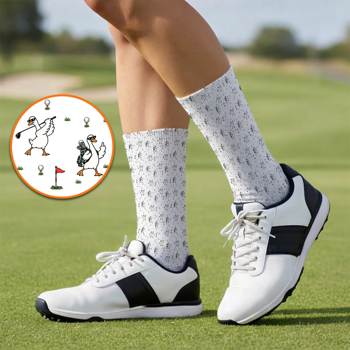 Crazy Goose Golf Socks, Goose Golf Pattern Sock, Unique Golf Gift for Golfers