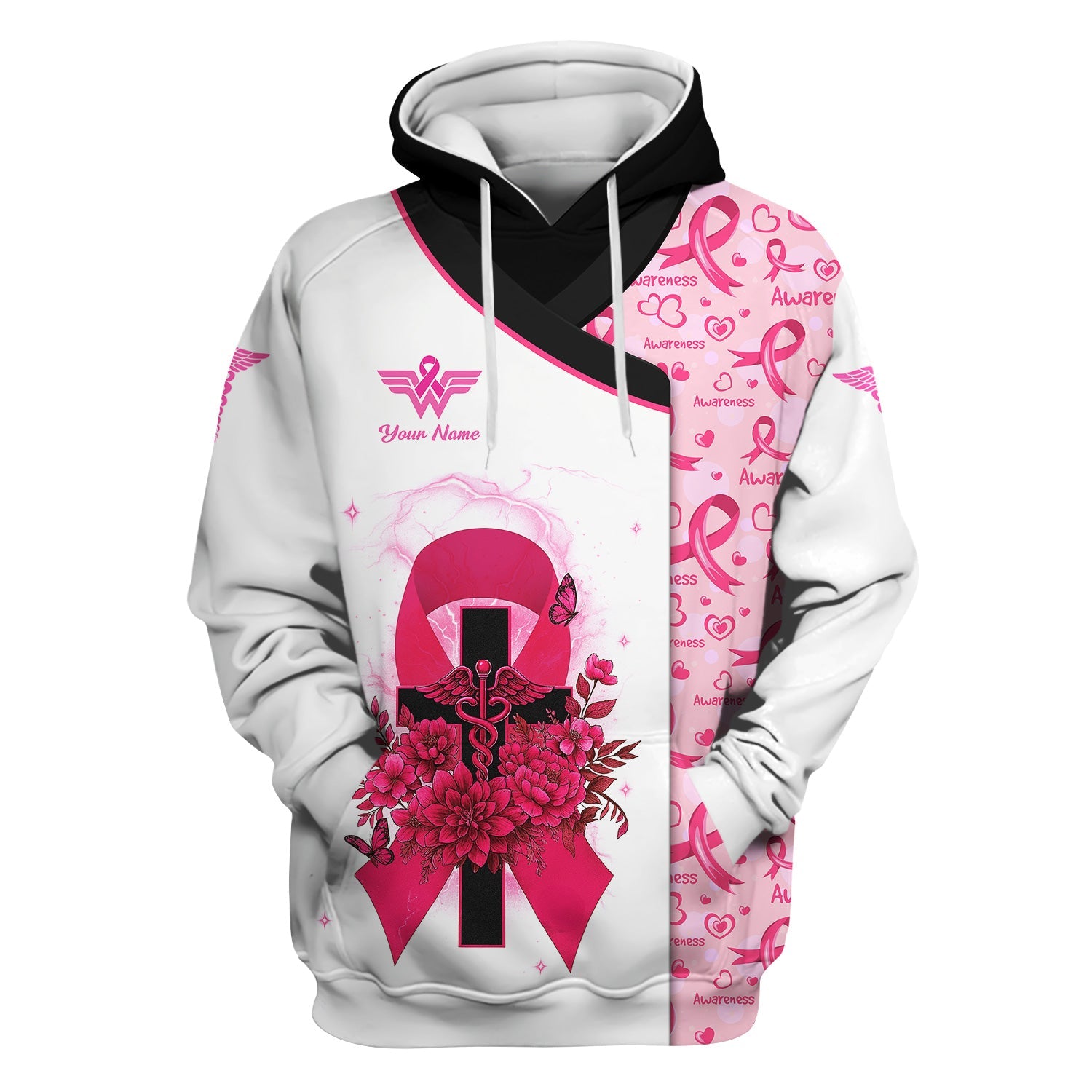 Custom Breast Cancer Warrior Shirt - Pink Ribbon Cross & Being Strong Is The Only Choice Tee - Gift for Women RN, LPN, CNA