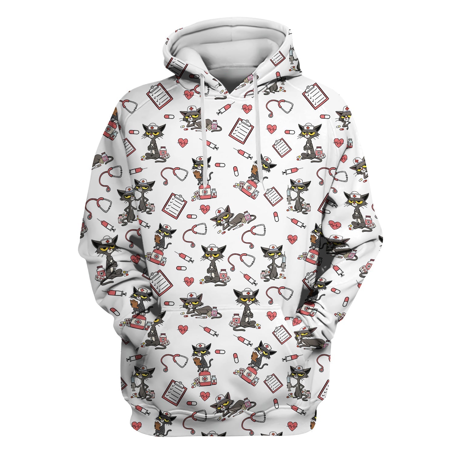 Personalized Funny Nurse Cat Shirt - Cute Black Cat with Stethoscope & Pills - Gift for RN CNA LPN
