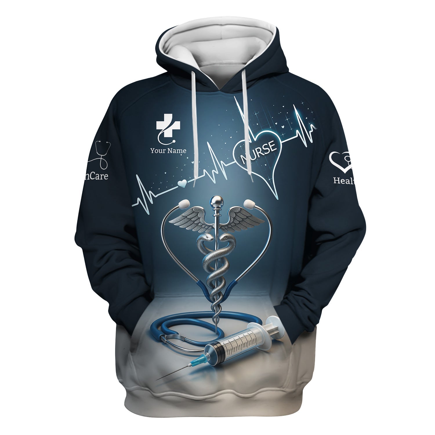 Custom Nurse Shirt with Caduceus and Heartbeat - Personalized Medical Apparel for RN CNA LPN - Gift for Healthcare Professionals