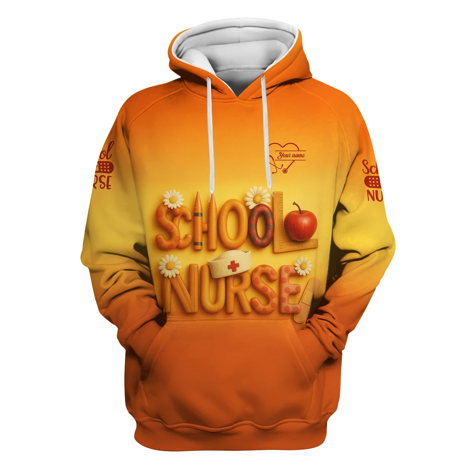 Personalized School Nurse T-Shirt - Fun Classroom & Medical Icon Design - Thoughtful Gift for School RN LPN Healthcare Staff
