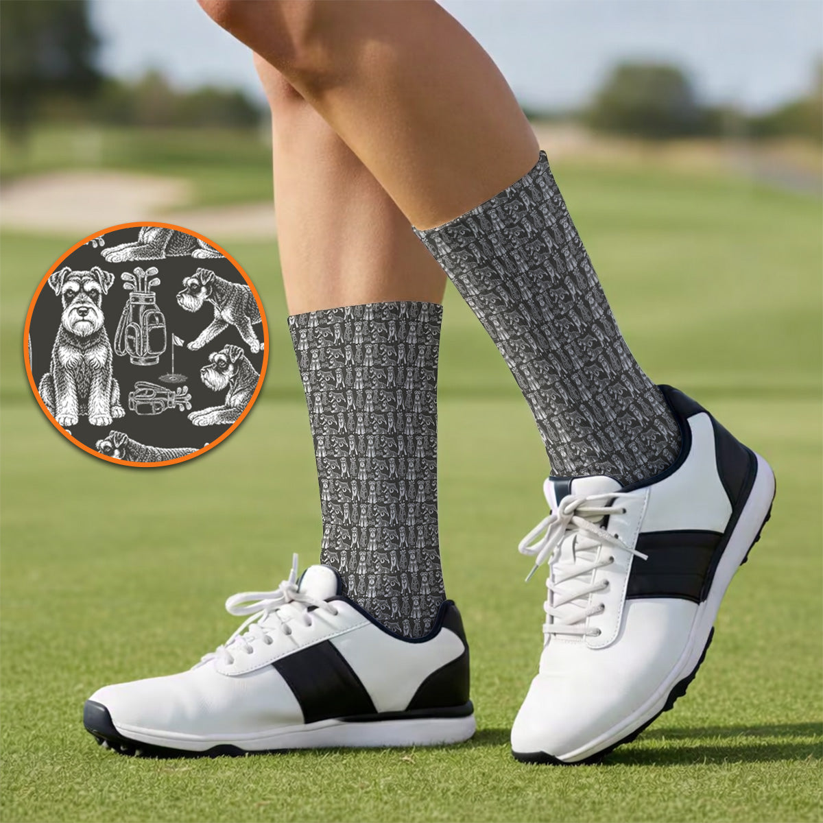 Miniature Schnauzer Golf Sock, Retro Schnauzer Golf Socks, Crazy Golf Gift For Golfer