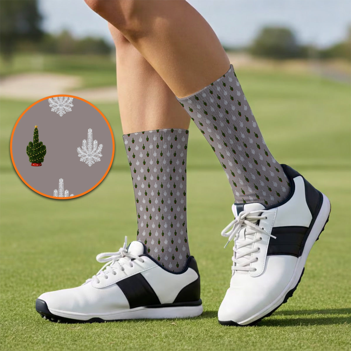 Christmas Tree Pattern Golf Socks, Xmas Golf Sock, Funny Golf Gift For Golfer