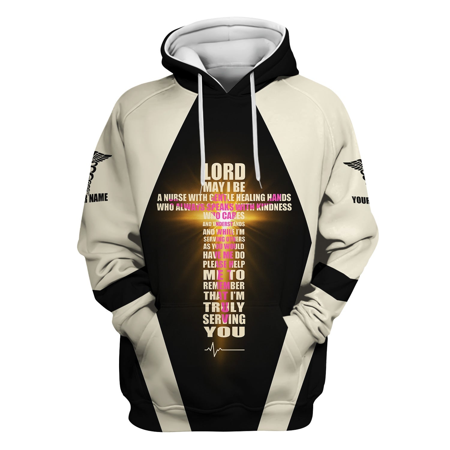 Personalized Christian Nurse Shirt - Lord Prayer Healing Hands Quote - Custom Name RN LPN CNA Healthcare Workers Gift