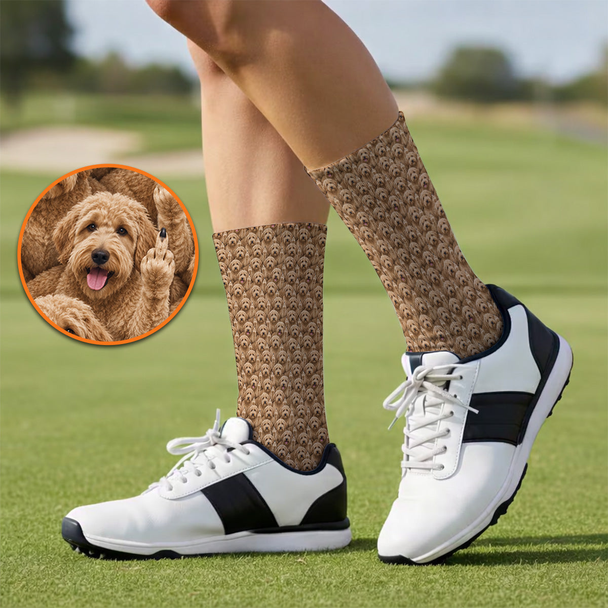 Goldendoodle Golf Socks, Funny Dog Pattern Golf Sock, Golf Gift For Golfers