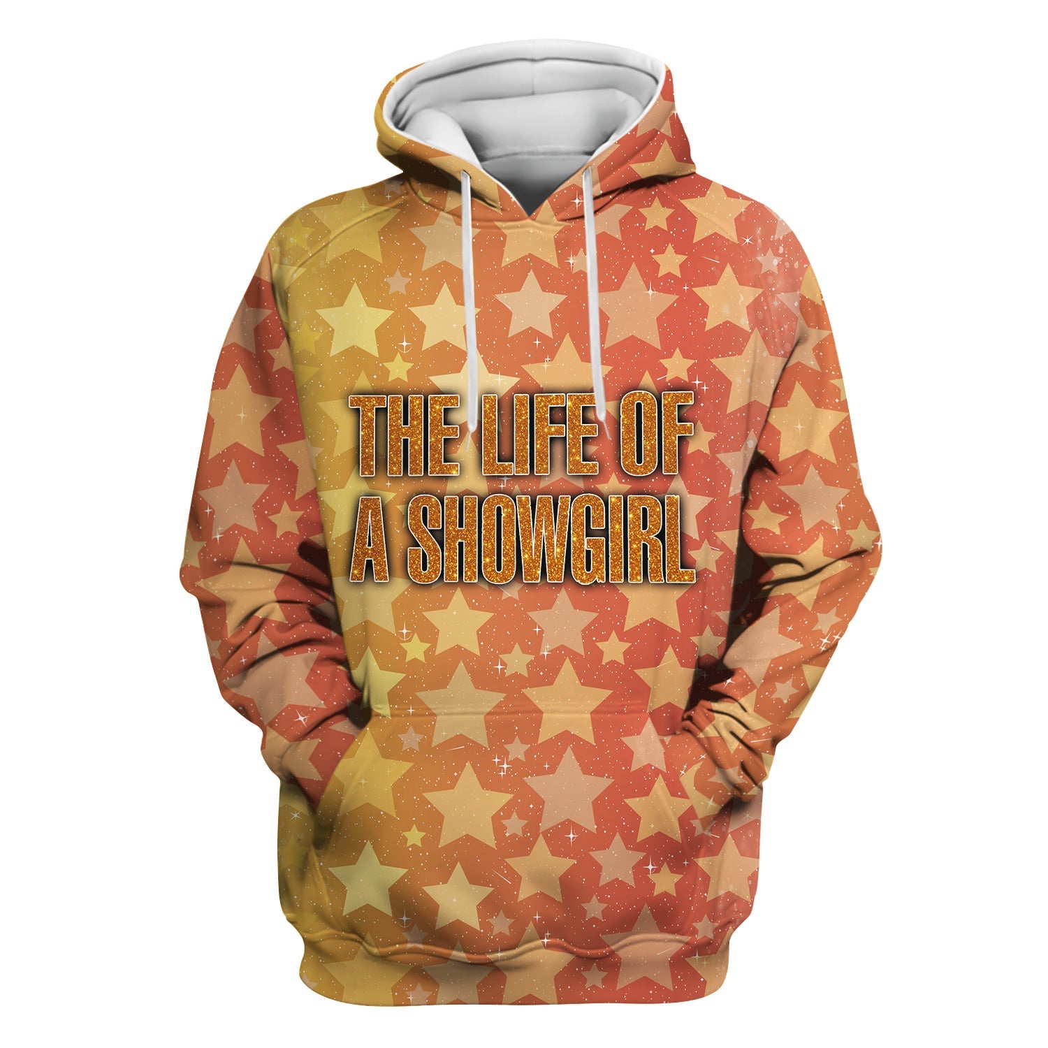 Custom Women's Showgirl Tee - All-Over Print Sparkly Star TS12 Orange Shirt  - Gift for RN LPN CNA