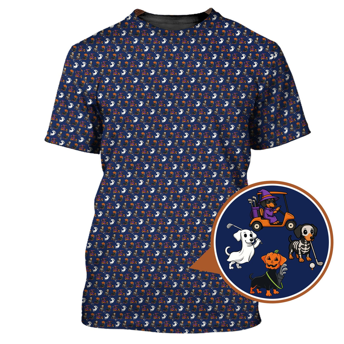 Funny Pattern Golf Shirt, Dachshund Halloween Shirt, Dachshund Golf Shirt For Men