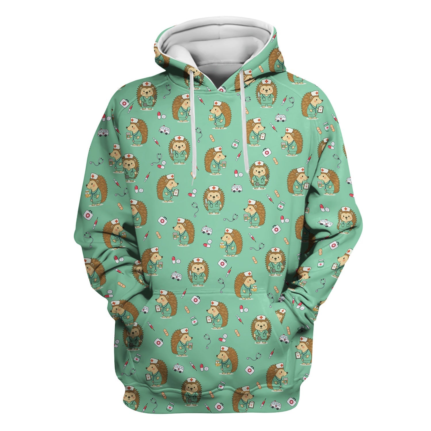 Funny Nurse Hedgehog T-Shirt - Cute Medical Icon Design - Gift for RN LPN CNA & Healthcare Workers