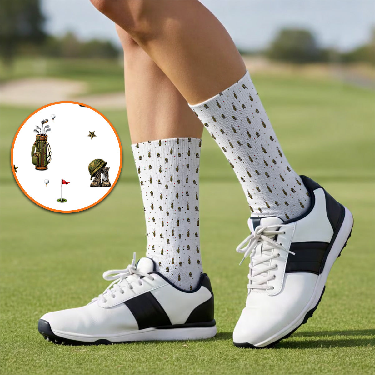 Veteran Golf Socks, Military Army Pattern Golf Sock, Patriotic Veteran Golf Gift For Golfers