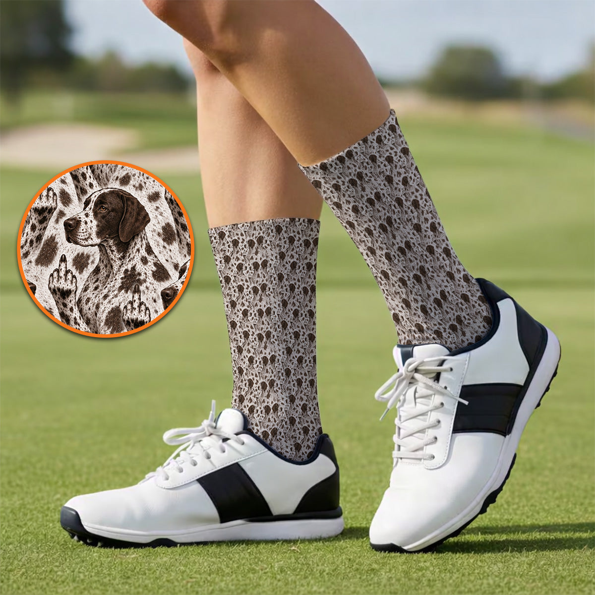 German Shorthaired Pointer Golf Socks, Pointer Pattern Golf Sock, Funny Golf Gift For Golfer