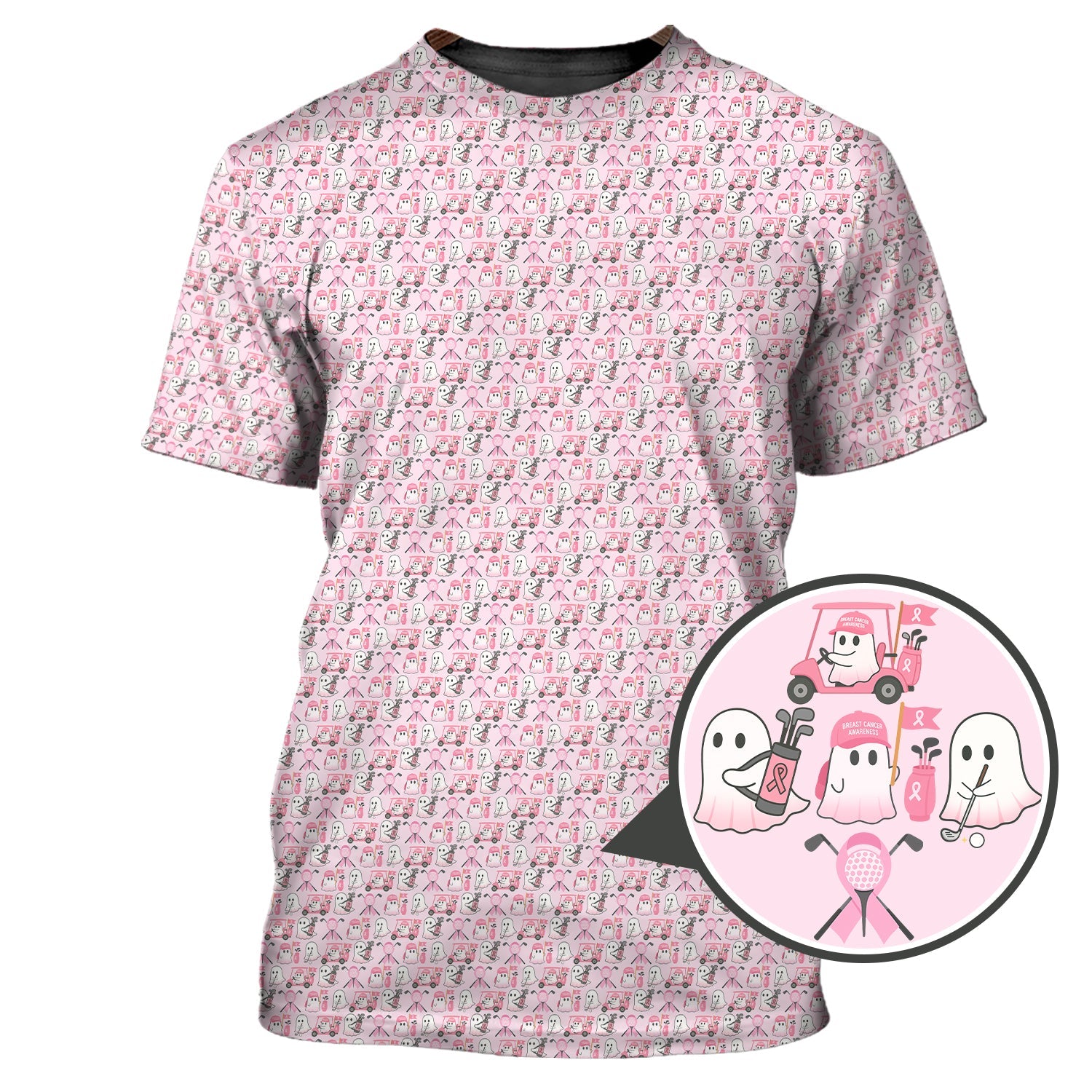 Ghost Of Halloween Pattern Golf Shirt, Funny Breast Cancer Golf Shirt, Ladies Golf Shirts