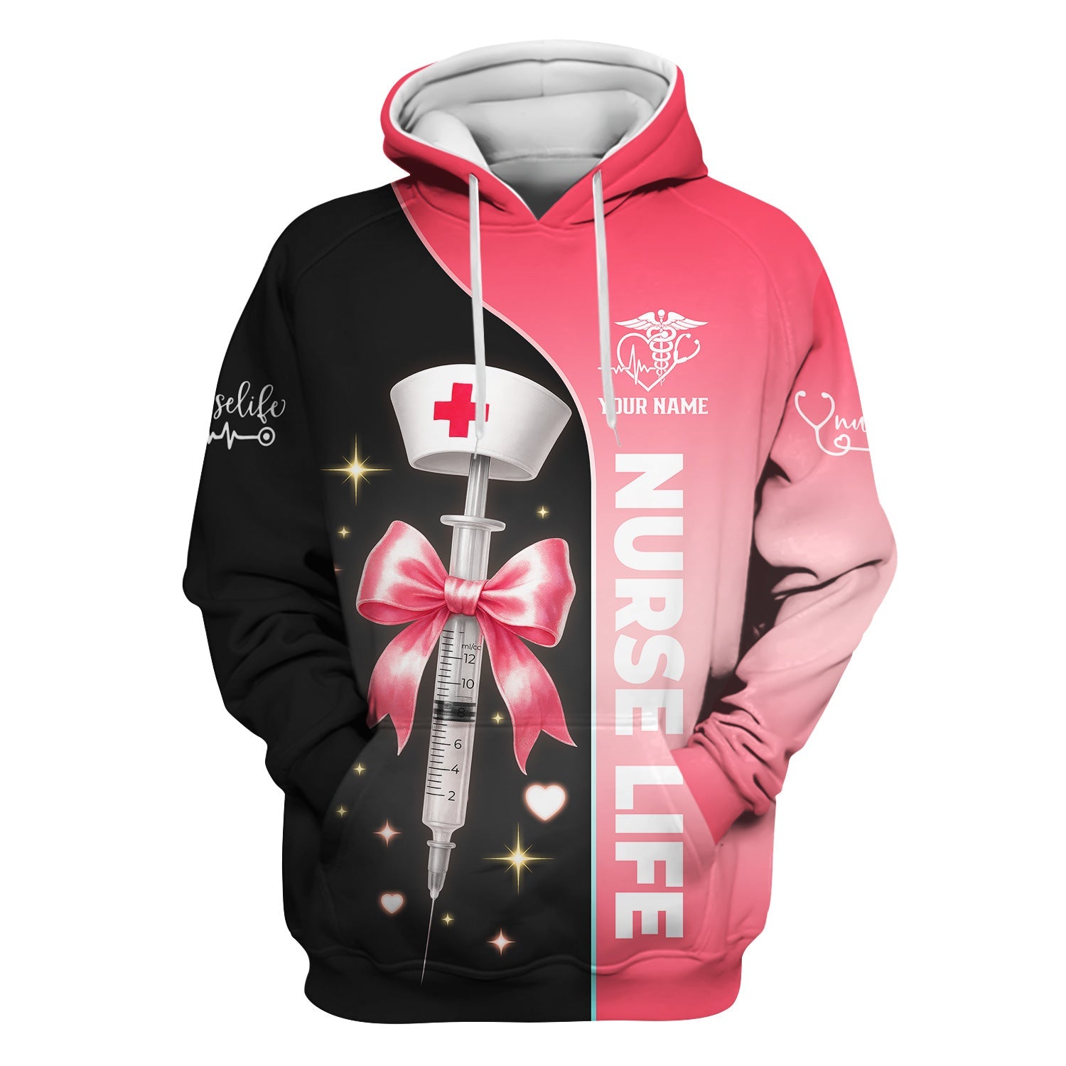 Personalized Nurse Life Shirt - Cute Syringe Bow Design Pink Black - Nursing Requirements Funny Quote Gift