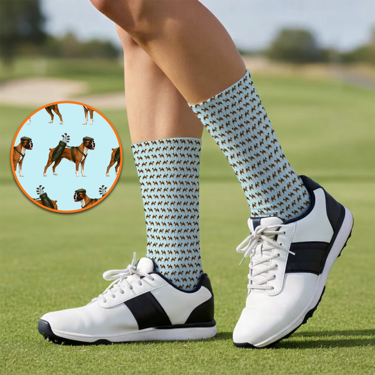 Boxer Dog Golf Socks, Boxer Pattern Golf Sock for Golfer, Golf Gift For Dog Owners