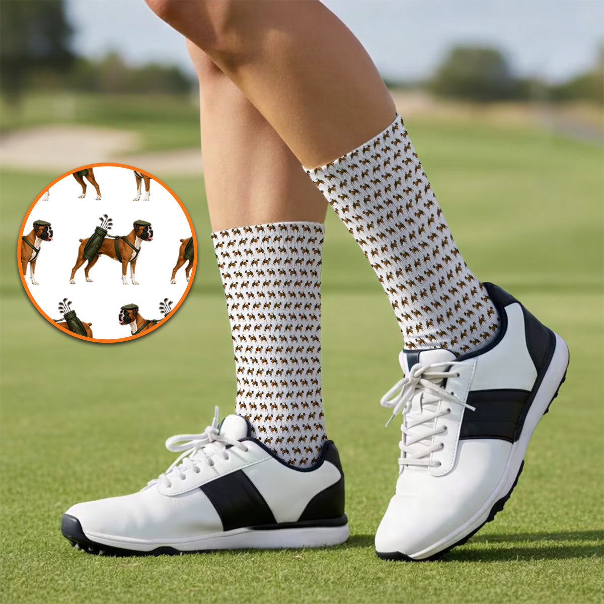 Boxer Dog Golf Socks, Boxer Pattern Golf Sock for Golfer, Golf Gift For Dog Owners