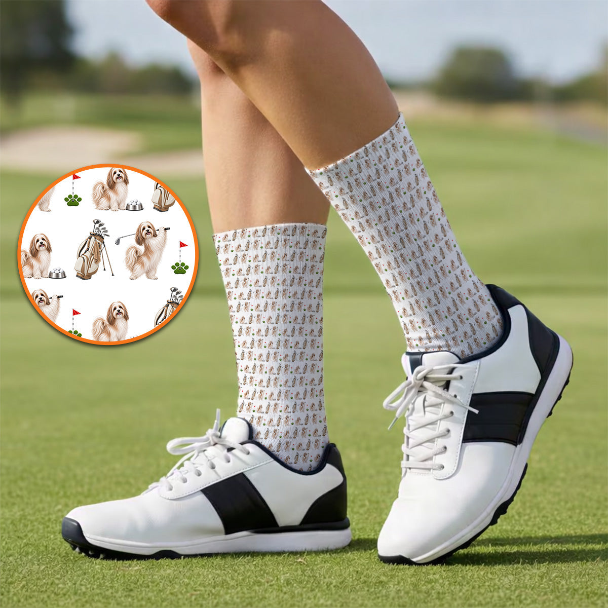 Havanese Golf Socks, Funny Havanese Pattern Golf Sock, Golf Gift For Dog Lovers