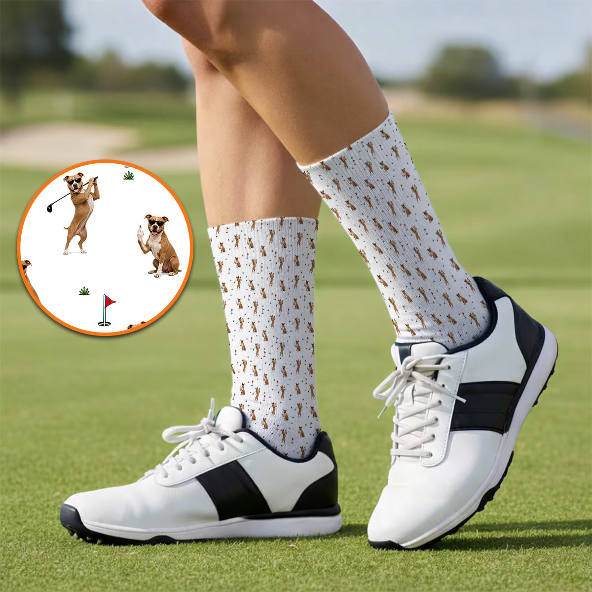 Pit Bull Golf Socks, Funny Pit Bull Pattern Golf Sock for Dog Lovers, Golf Gift for Golfer