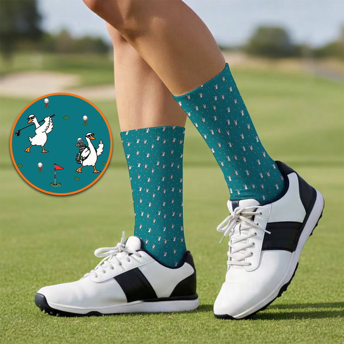 Crazy Goose Golf Socks, Goose Golf Pattern Sock, Unique Golf Gift for Golfers