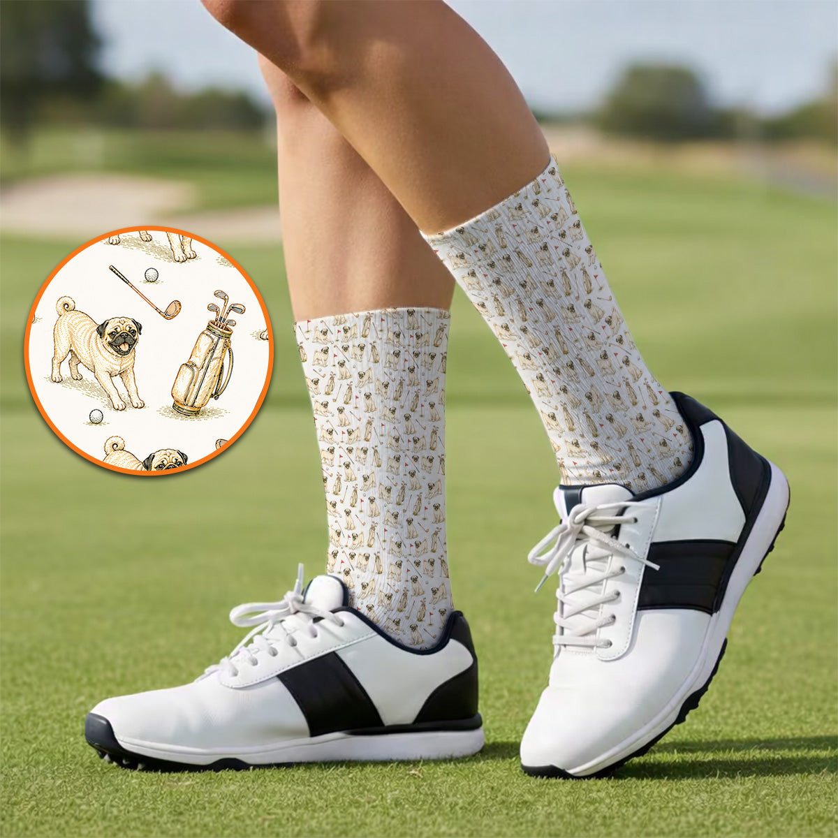Funny Pug Golf Socks, Pug Pattern Golf Sock, Crazy Golf Gift For Golfer