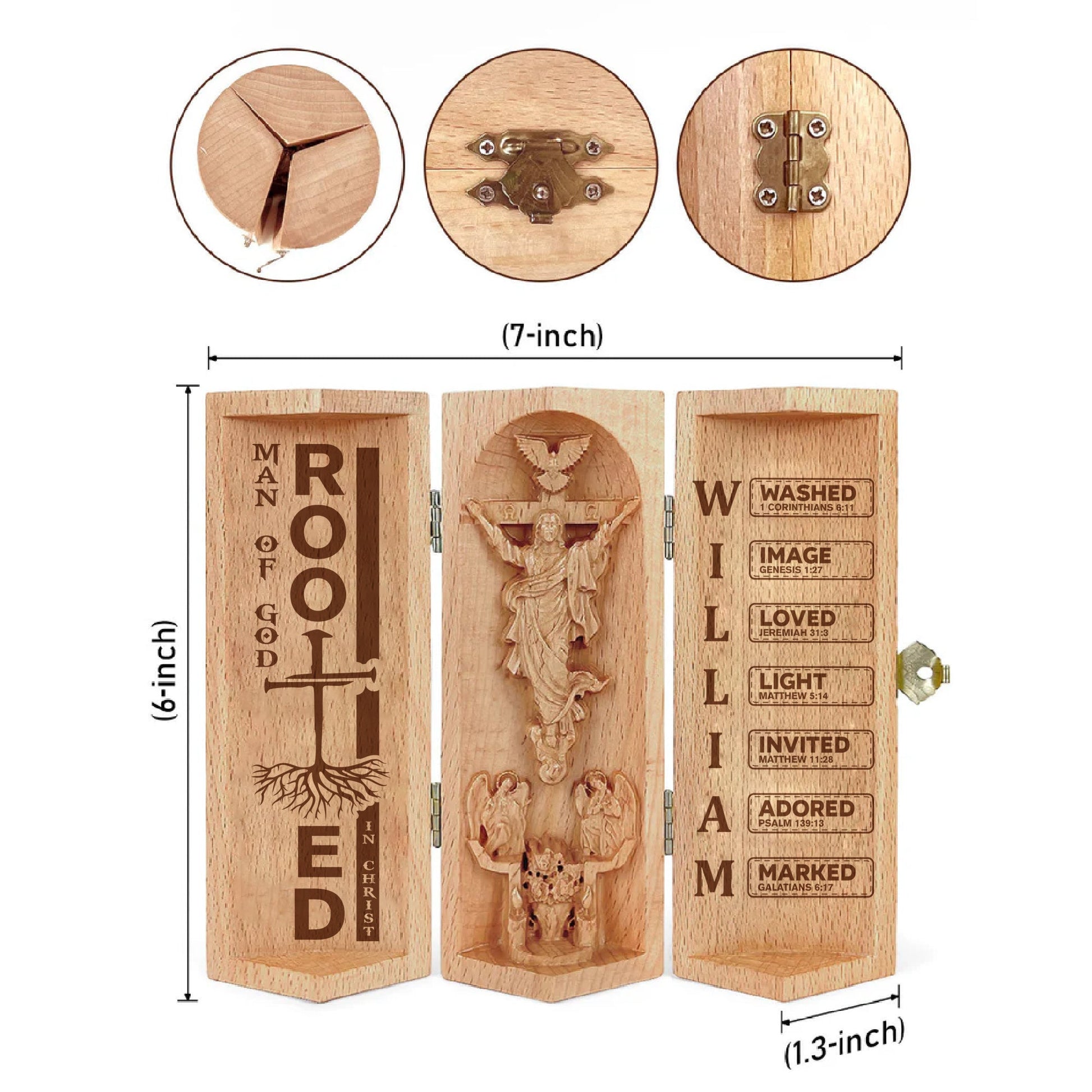 Man Of God Custom Openable Wooden Cylinder Sculpture of Jesus Christ, Christian Gifts