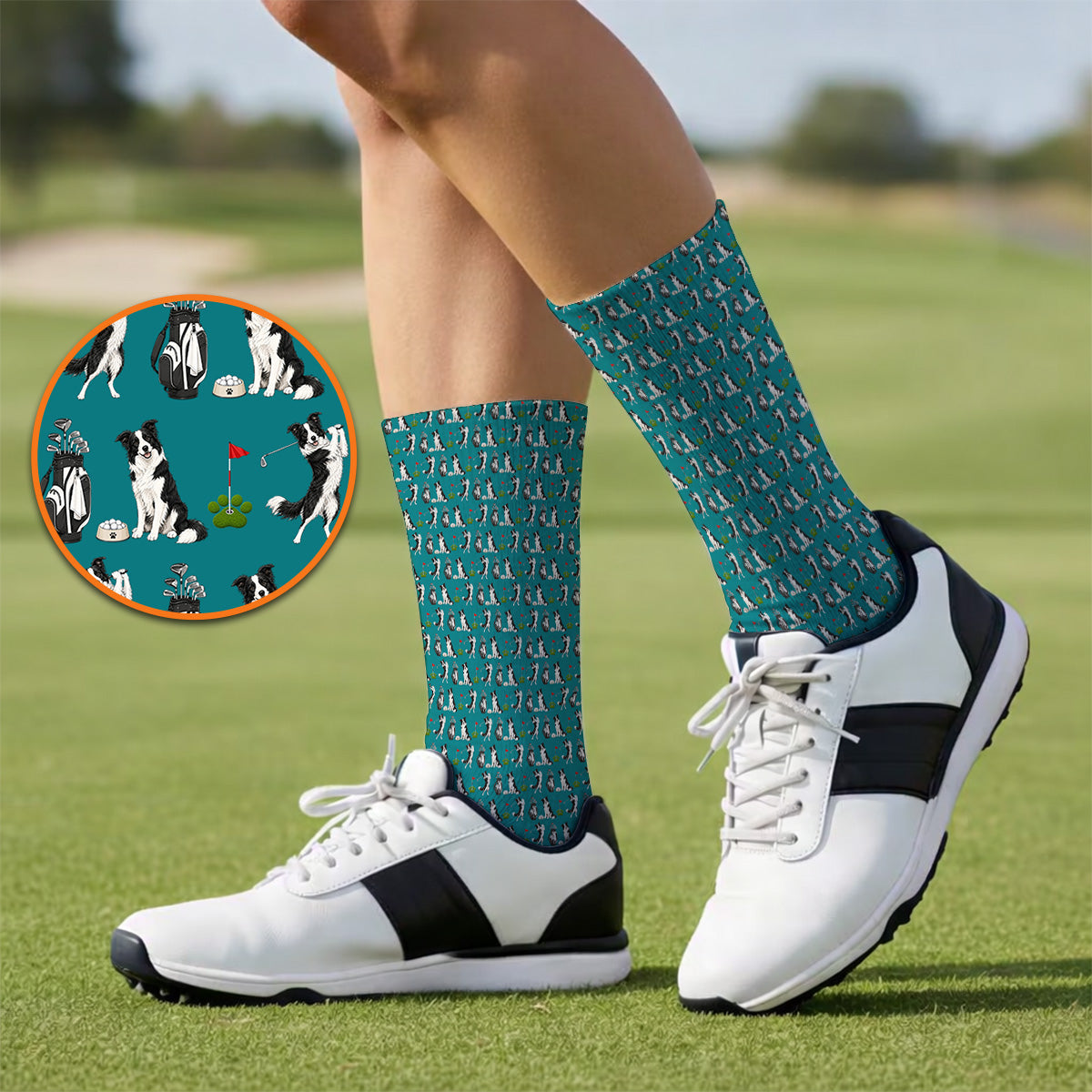 Border Collie Golf Socks, Border Collie Pattern Golf Sock for Dog Lovers, Funny Golf Gift for Golfer