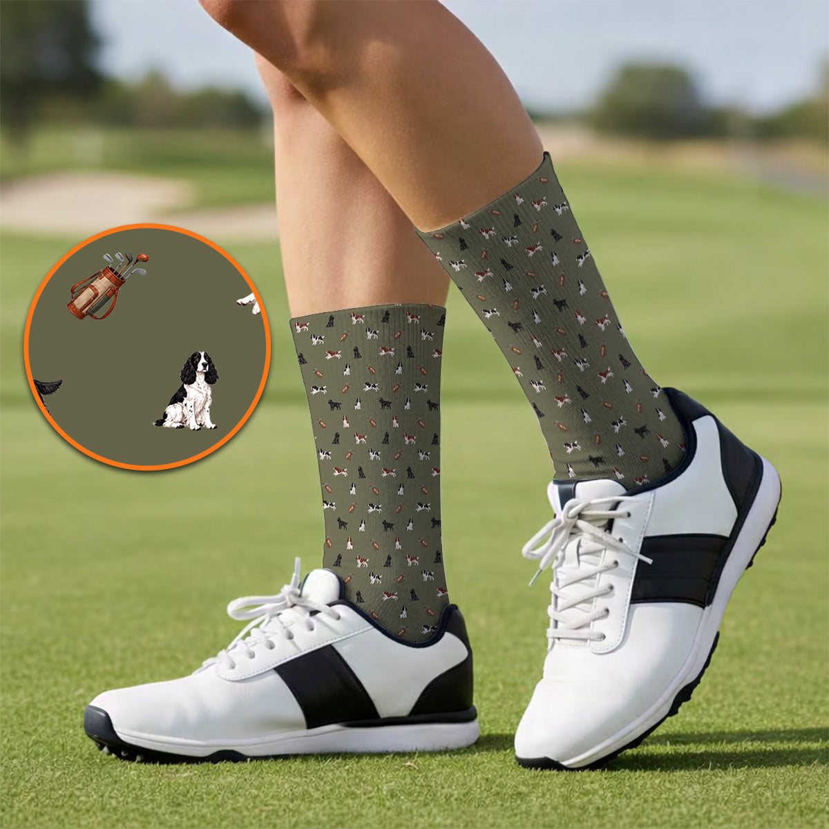English Springer Spaniel Golf Socks, Funny Dog Pattern Golf Sock, Golf Gift For Golfers
