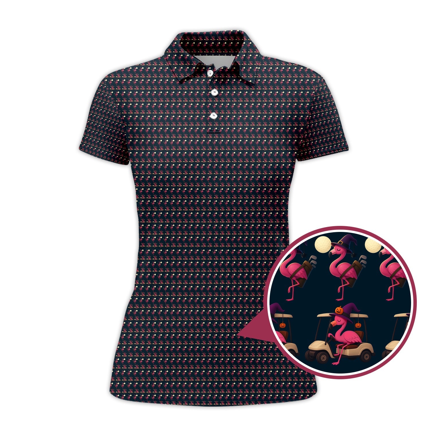 Flamingo Golf Shirt, Halloween Golf Shirt, Funny Pattern Golf Shirt For Golfer