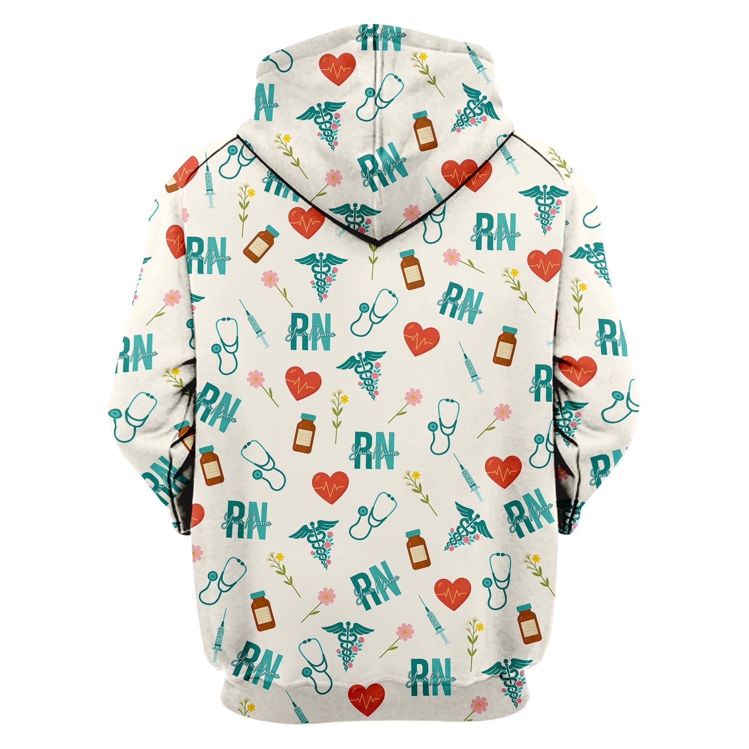 Personalized RN T-Shirt for Women - Graphic Tee with Cute Medical Pattern - Gift for CNA, LPN, Medical Worker