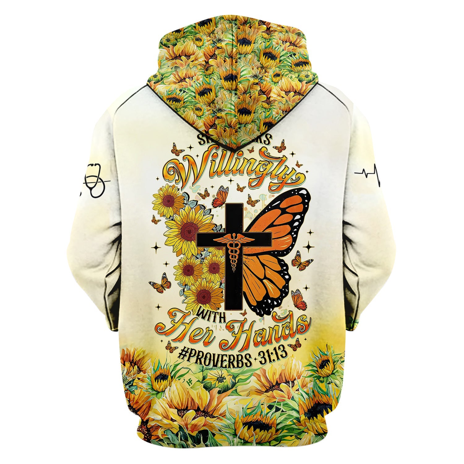 Custom Faith Nurse Shirt ‰ÛÒ Sunflower Butterfly Cross & Bible Verse Graphic Tee - Gift for RN LPN CNA Healthcare Workers