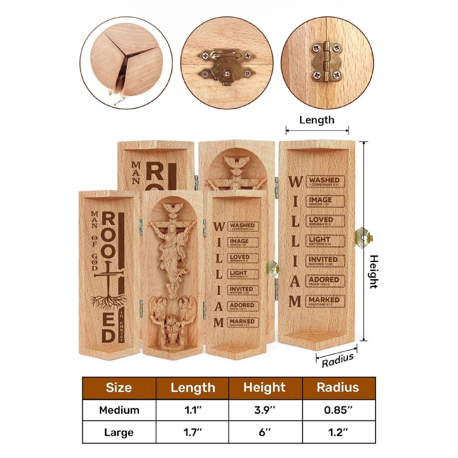 Man Of God Custom Openable Wooden Cylinder Sculpture of Jesus Christ, Christian Gifts
