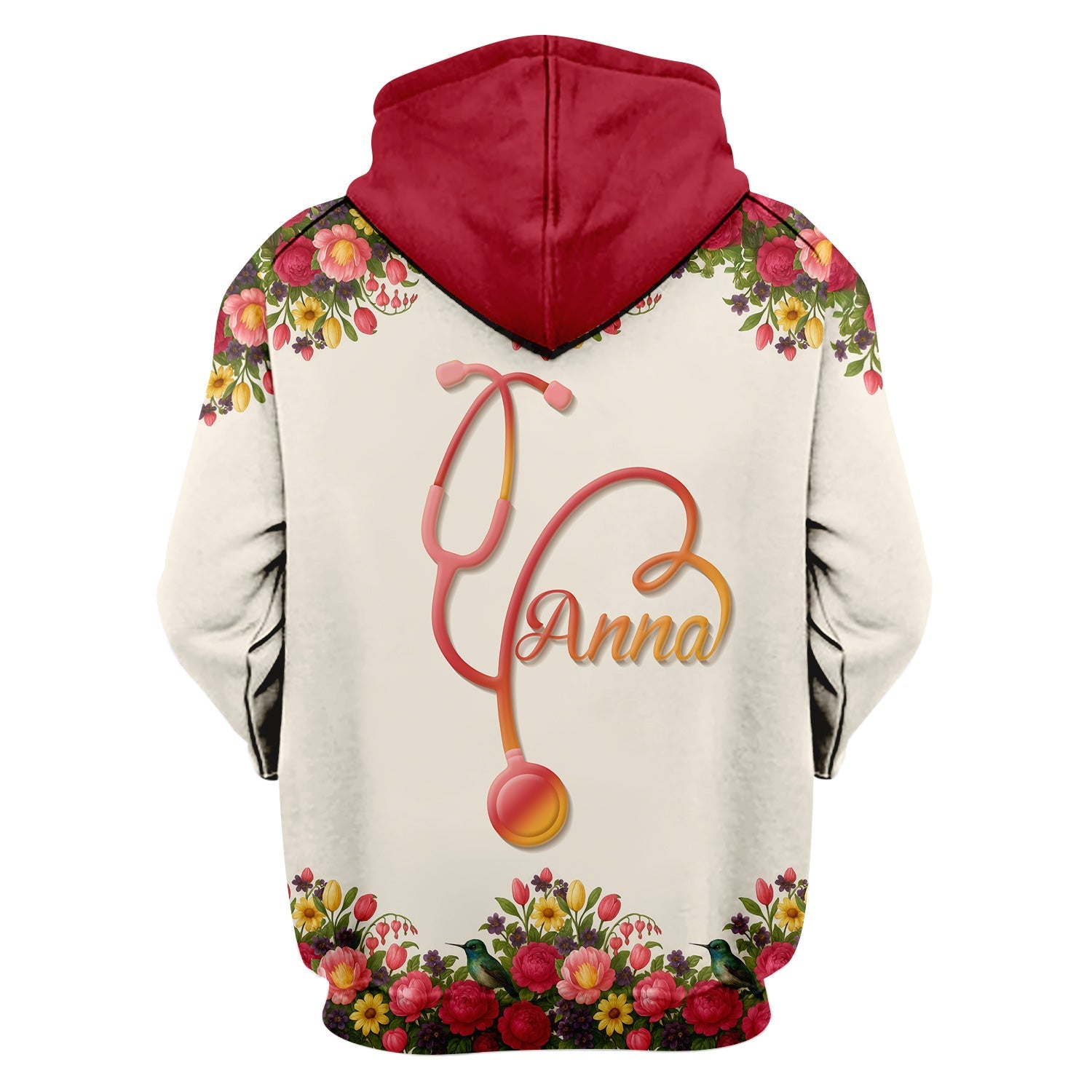 Personalized Floral Nurse Shirt with Name - Cute Colorful Flowers and Stethoscope Design - Thoughtful Gift for Women RN CNA LPN in Healthcare and Nursing Profession