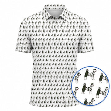 Dalmatian Golf Pattern Polos, Dalmatian Golf Shirt, Crazy Golf Gift For Golfers