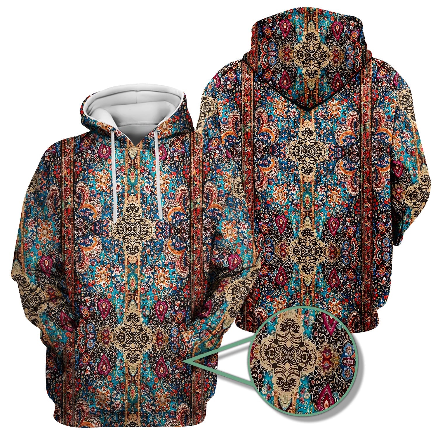 Boho Hippie T-Shirt - All-Over Print Psychedelic Paisley Graphic - Gift for Women RN LPN & Healthcare Workers