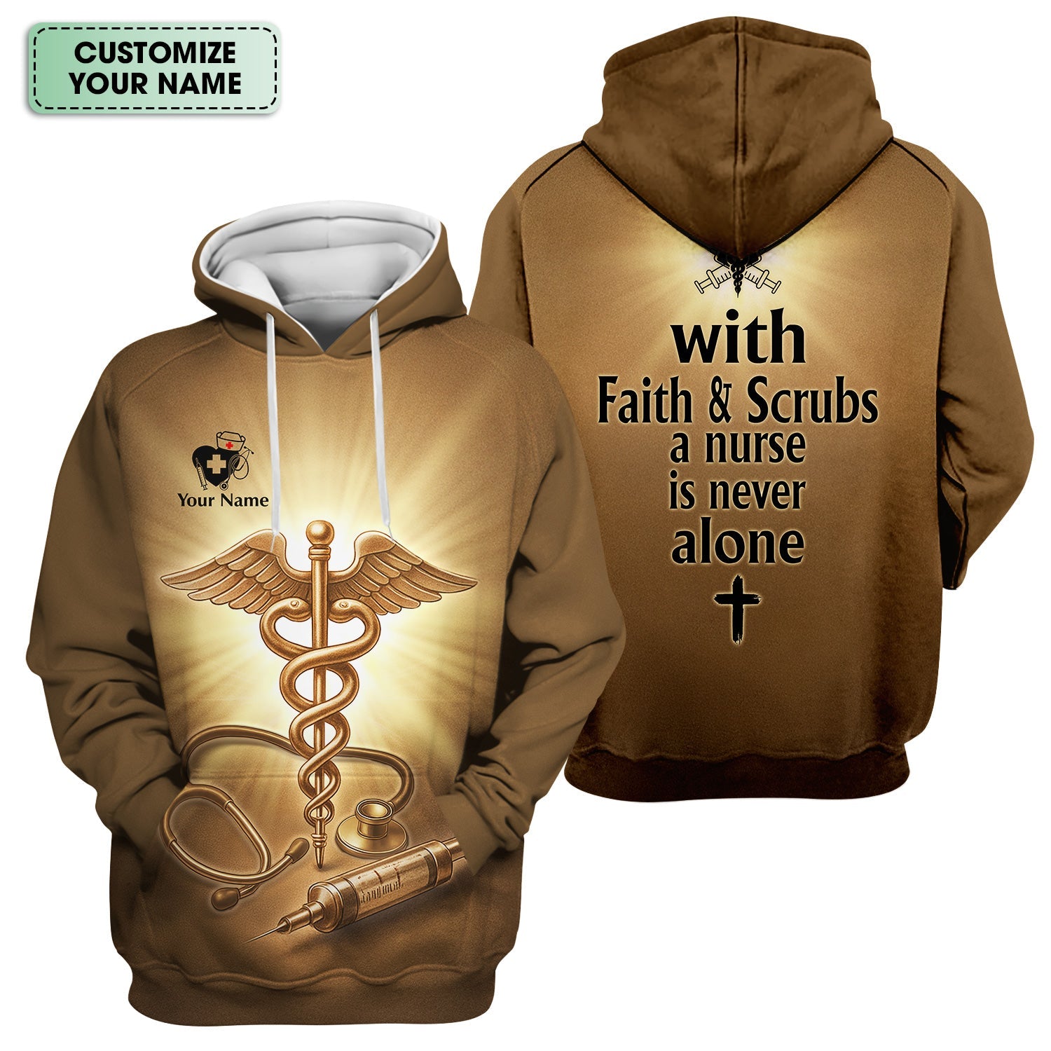 Custom Faith Nurse Shirt with Medical Cross - Inspirational Christian Nurse Graphic Tee - Gift for RN, CNA, LPN, Healthcare Worker