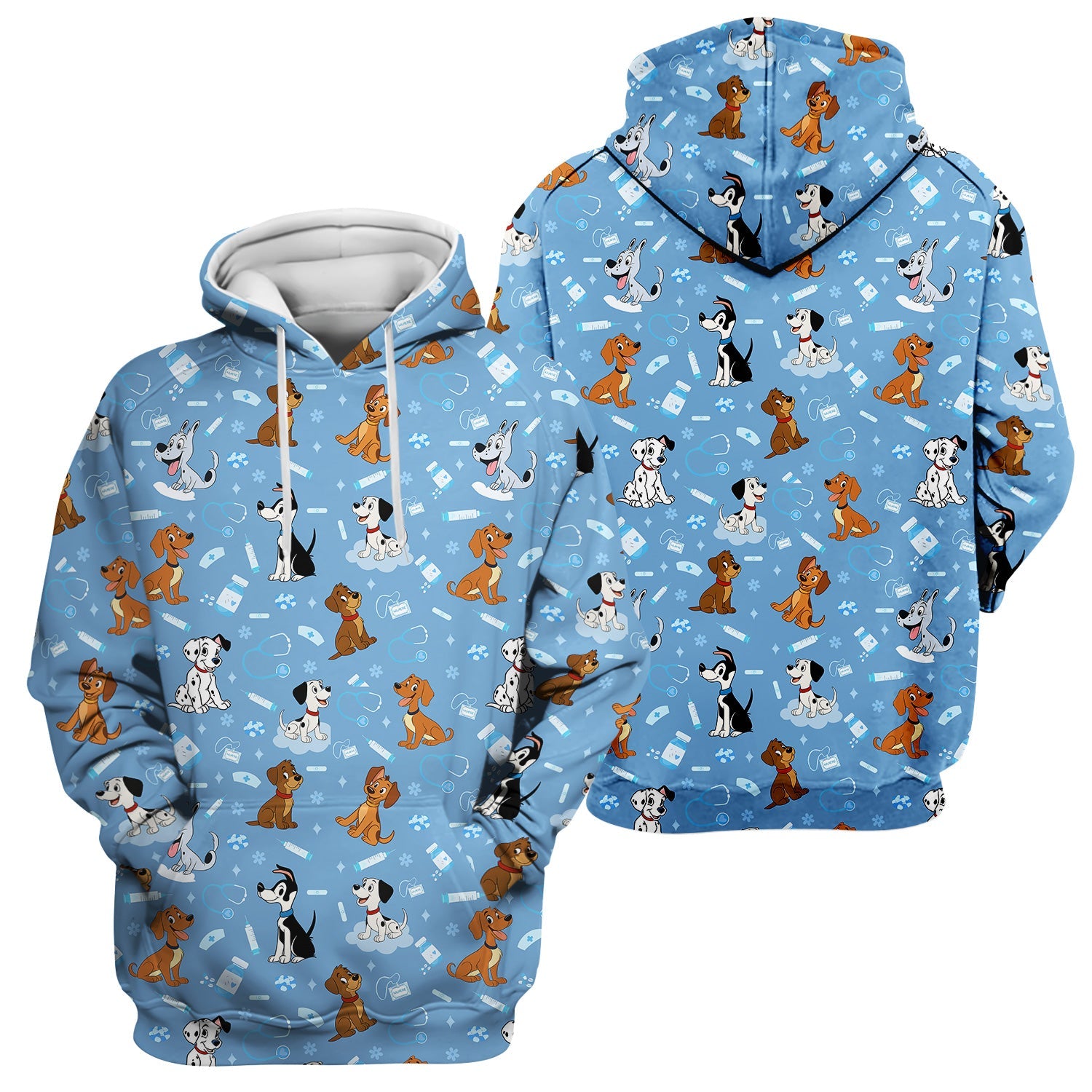 Cute Cartoon Dog Medical Shirt - Puppy Pattern Top for Veterinarians, Vet Techs, Animal Lovers - Fun Pet Care Gift for Dog Mom and Dad