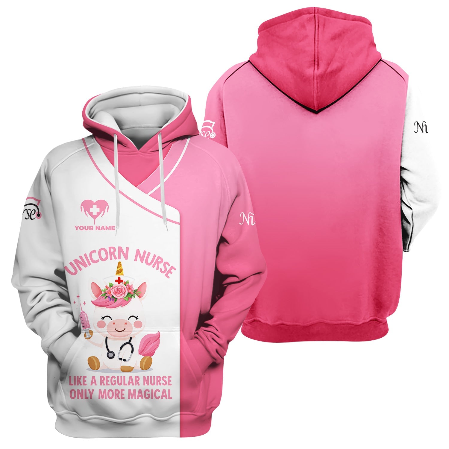 Personalized Unicorn Nurse Shirt - More Magical Funny Nurse Quote - Custom Name Gift for RN CNA LPN