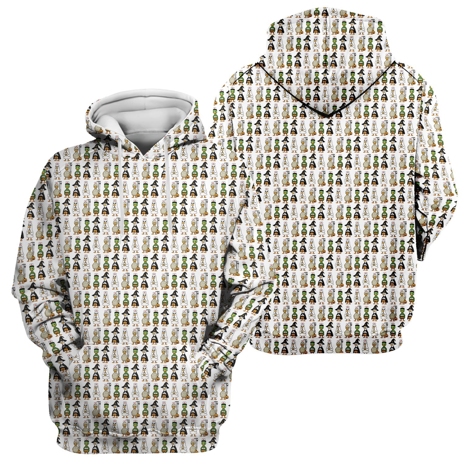 Funny Nurse Halloween T-Shirt - Cute Duck in Halloween Costumes Pattern Design - Gift for Women RN LPN & Healthcare Workers