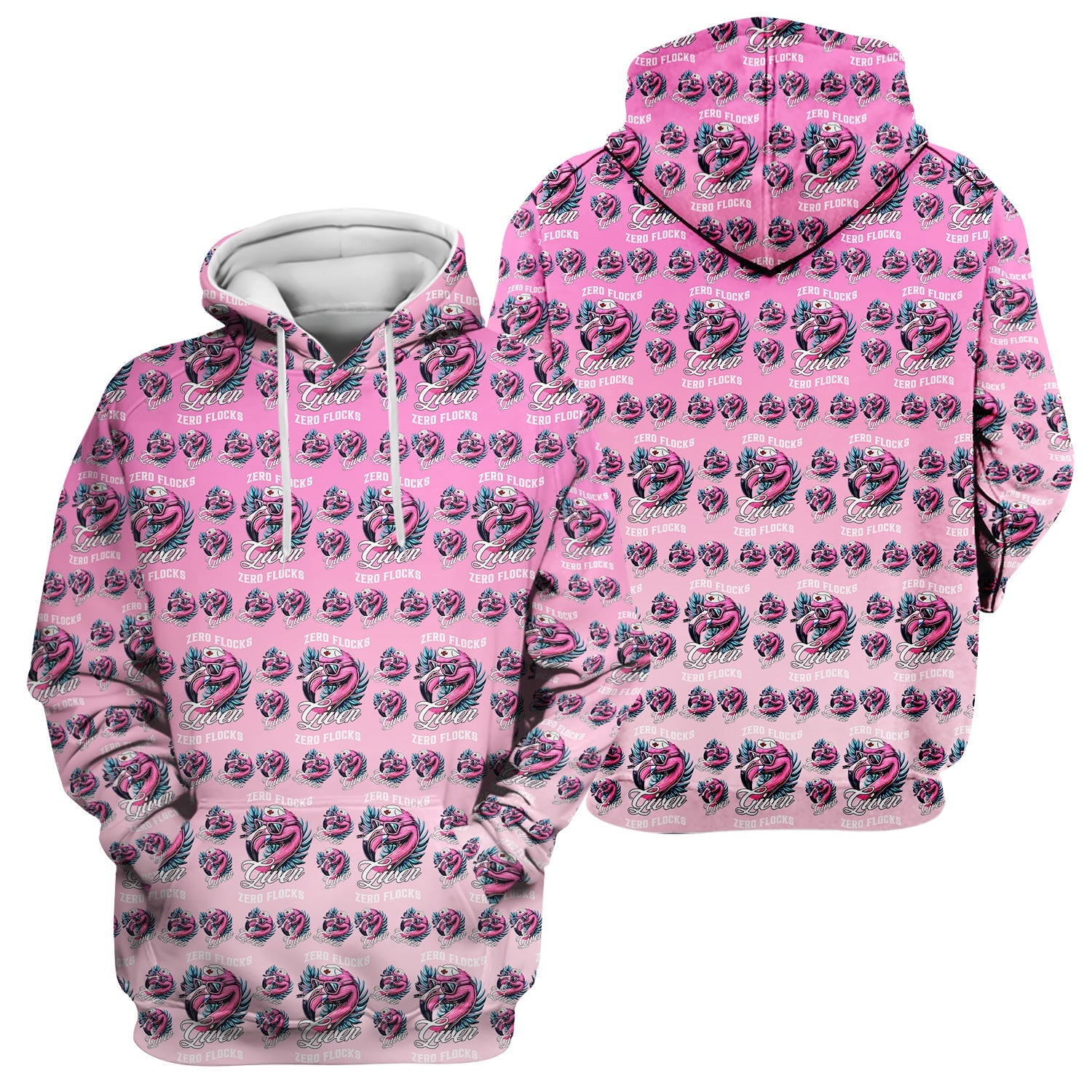Funny Flamingo Nurse Shirt - Zero Flocks Given Pink Graphic Tee - RN LPN CNA Healthcare Workers Gift