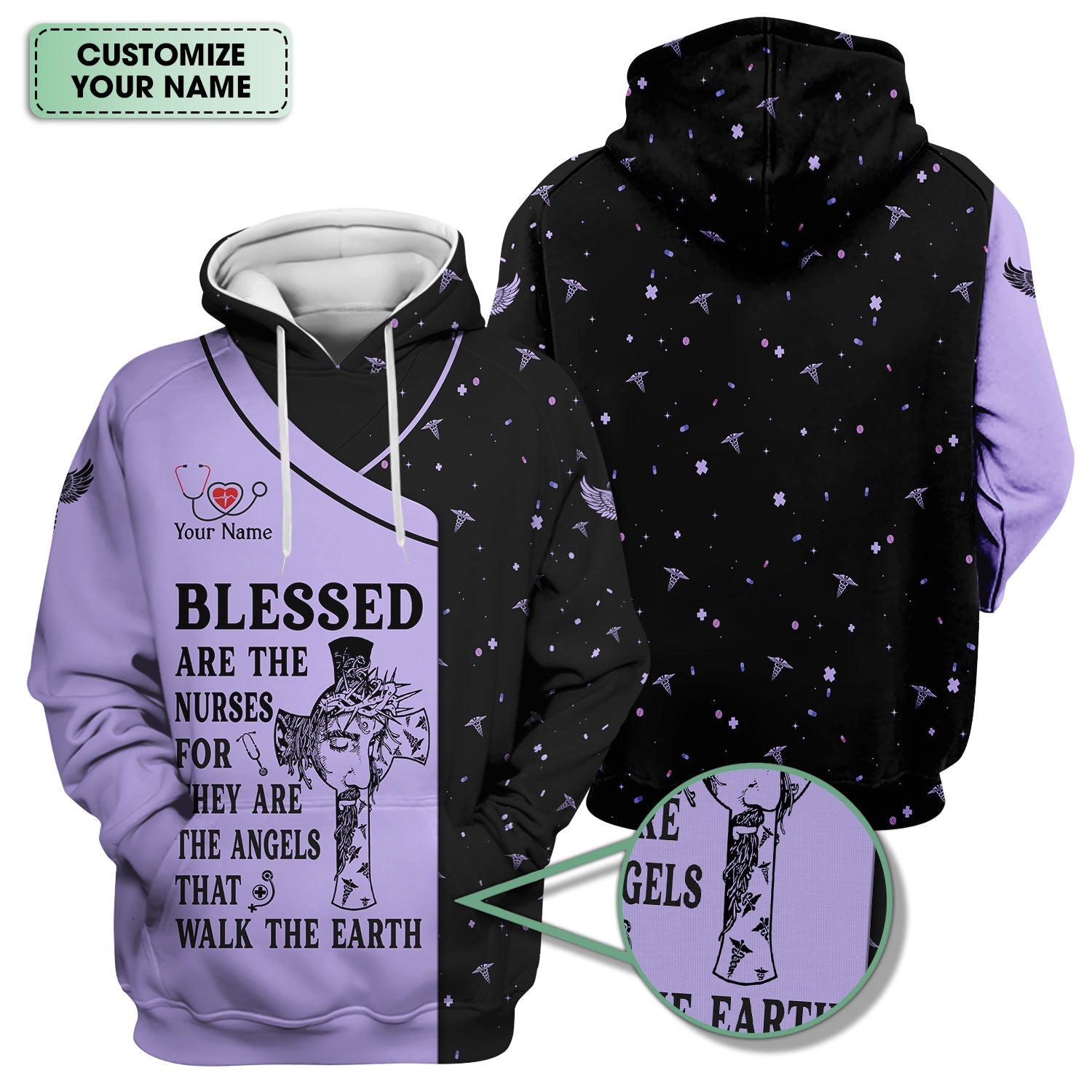 Personalized Christian Nurse Shirt - Blessed Are The Nurses Angel - Gift for Women RN LPN & Healthcare Workers