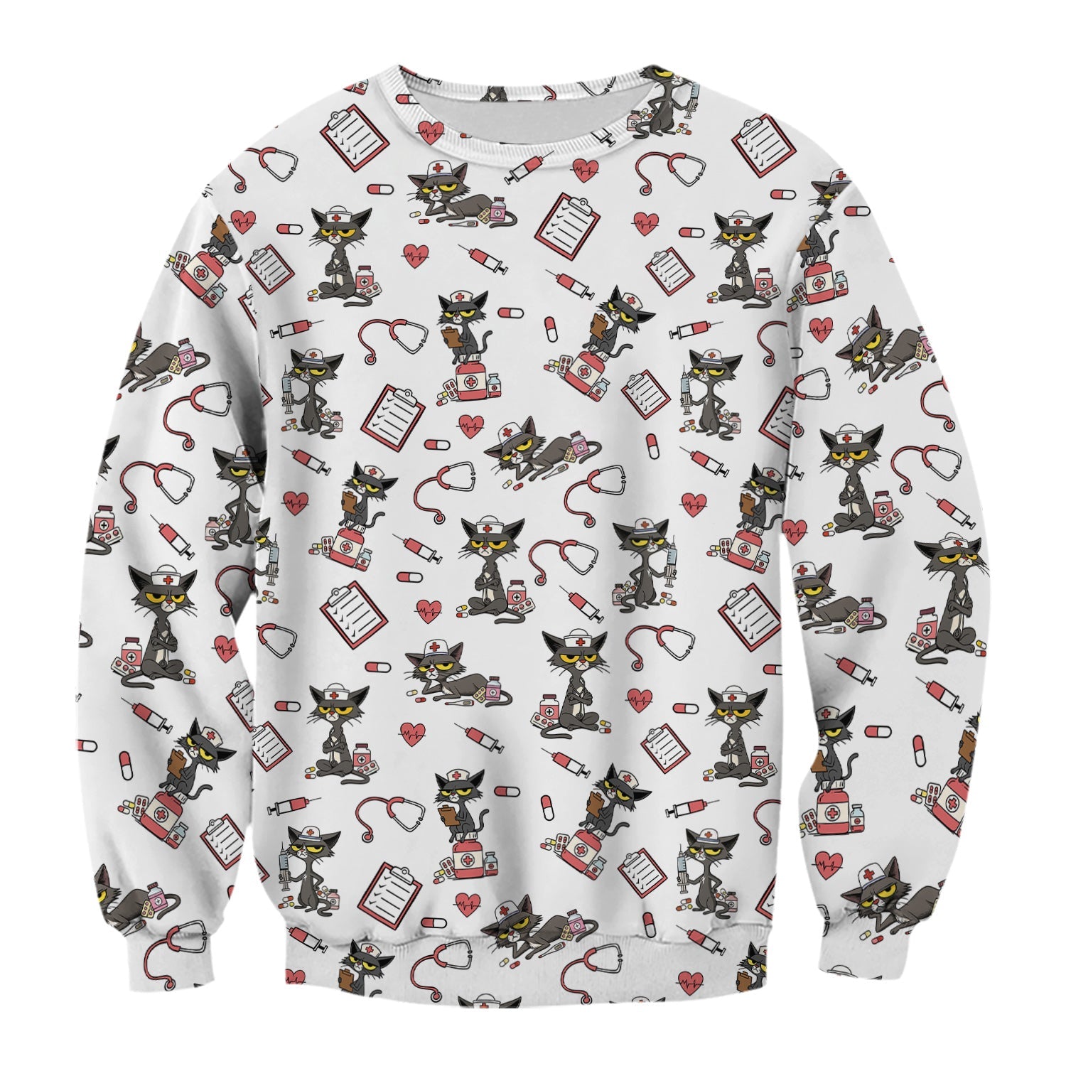 Personalized Funny Nurse Cat Shirt - Cute Black Cat with Stethoscope & Pills - Gift for RN CNA LPN