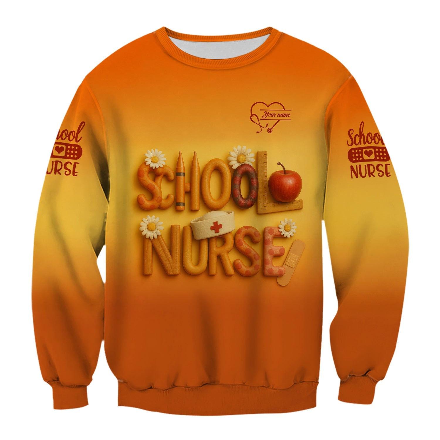 Personalized School Nurse T-Shirt - Fun Classroom & Medical Icon Design - Thoughtful Gift for School RN LPN Healthcare Staff