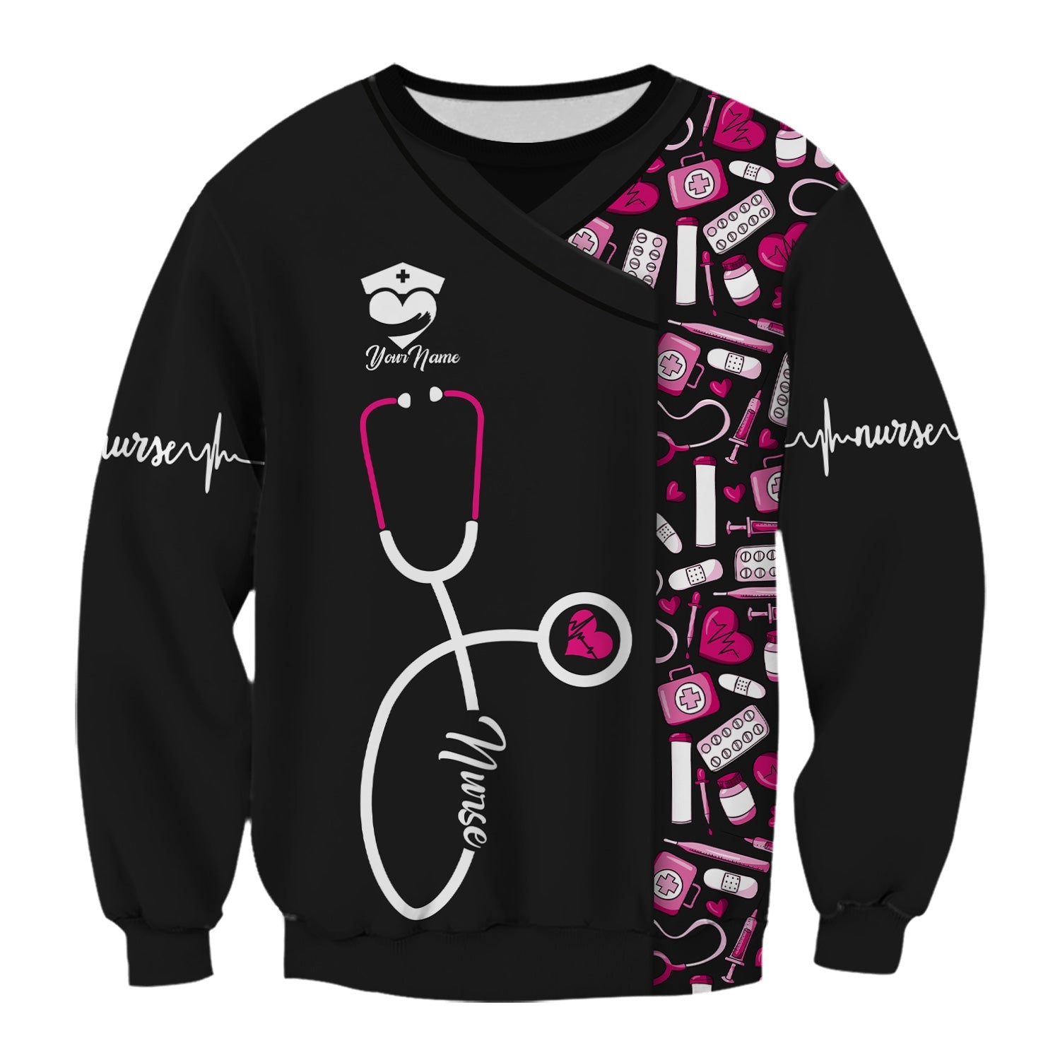 Personalized Nurse Shirt - Stethoscope & Medical Design with Heart - Custom Gift for RN CNA LPN Healthcare Workers