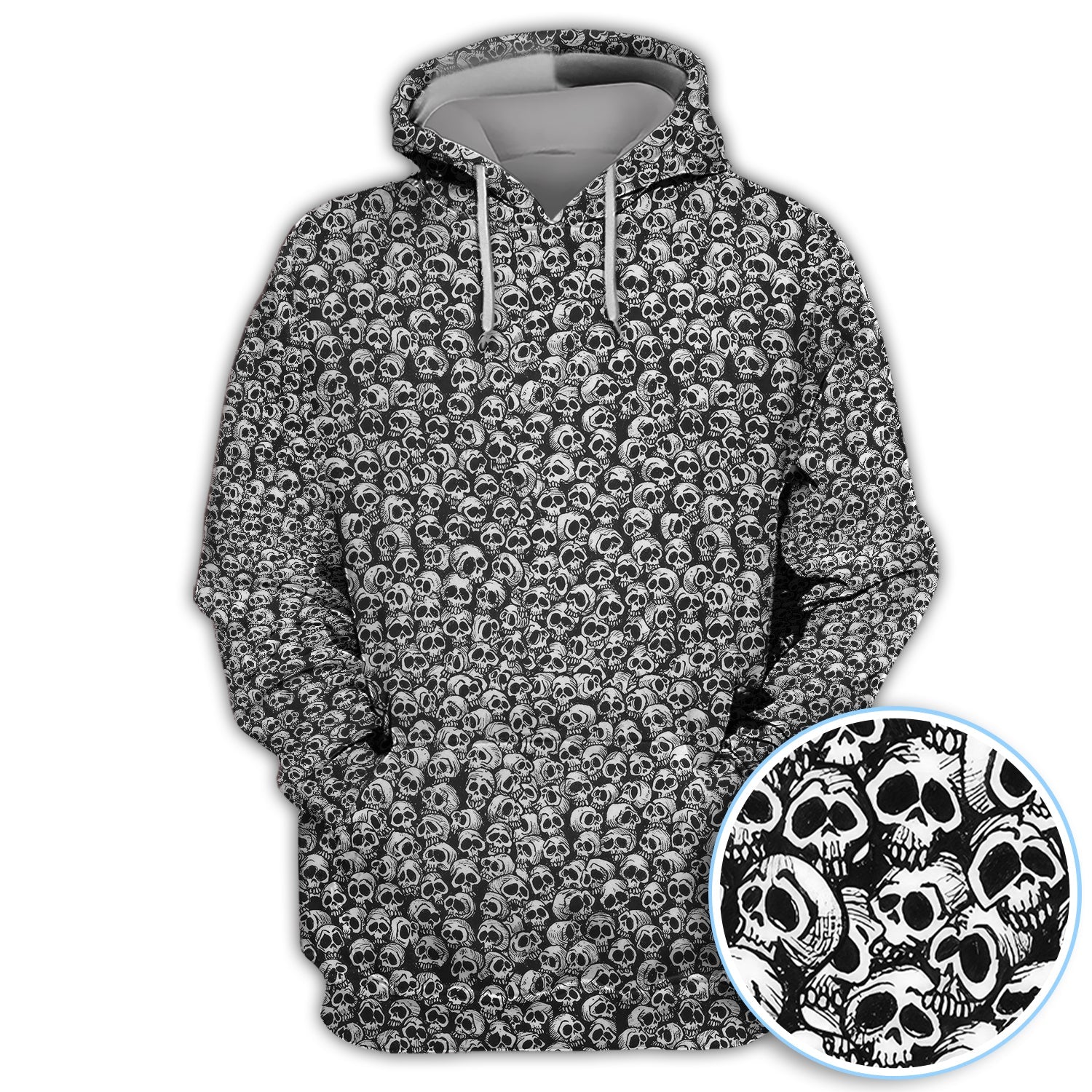 Gothic Skull Pattern Golf Shirt, Dark Skeleton Print Polo Shirt, Halloween Style Shirt