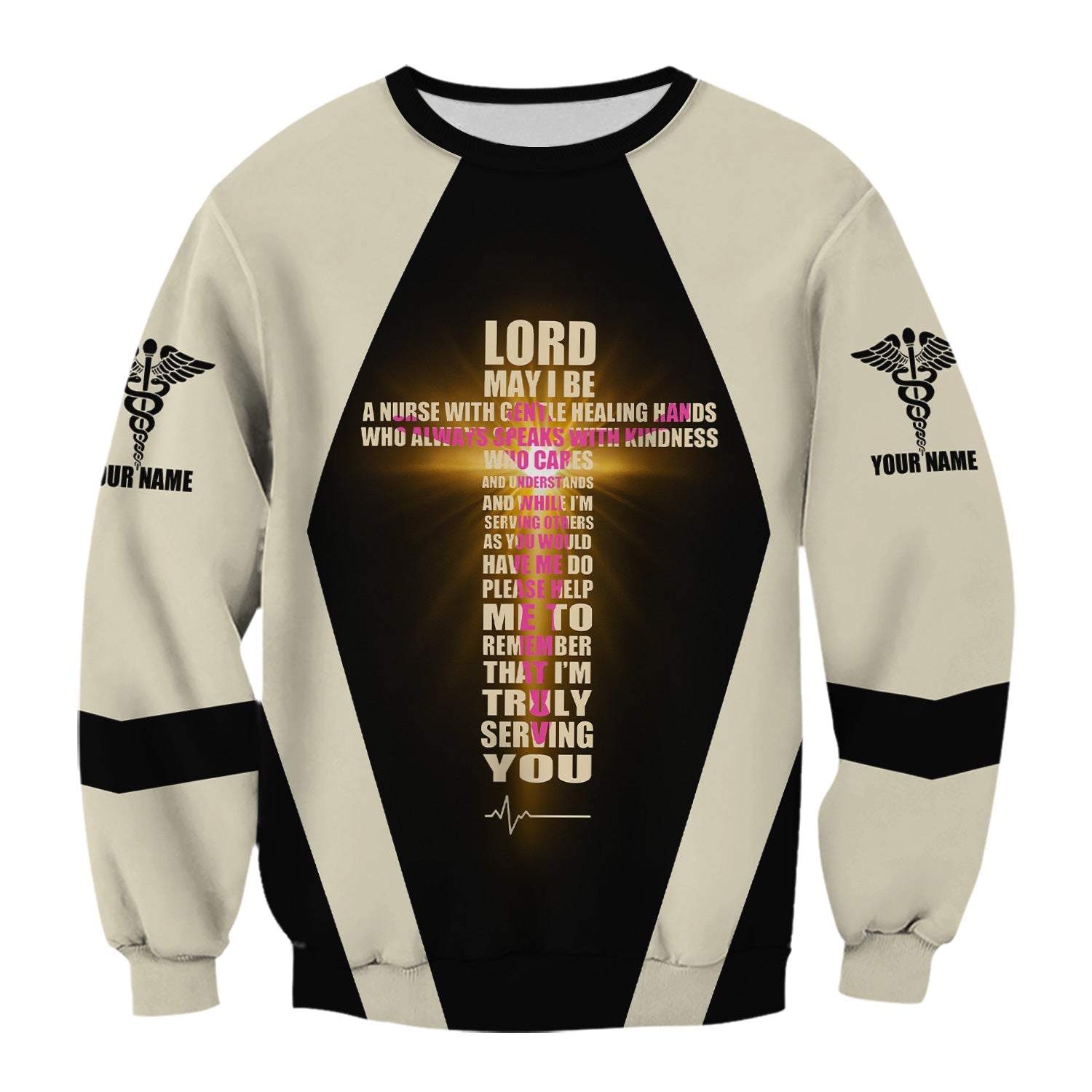 Personalized Christian Nurse Shirt - Lord Prayer Healing Hands Quote - Custom Name RN LPN CNA Healthcare Workers Gift