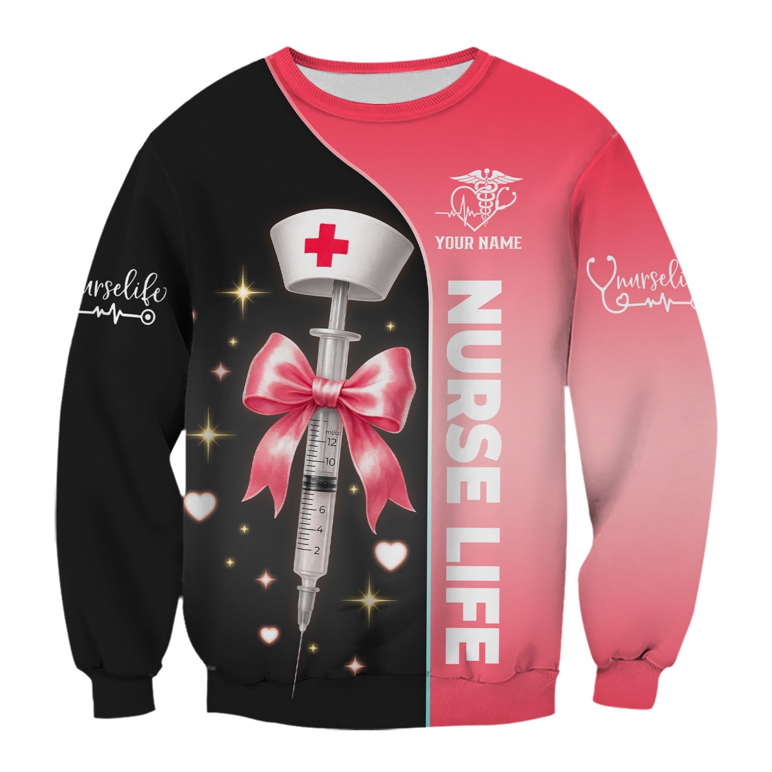 Personalized Nurse Life Shirt - Cute Syringe Bow Design Pink Black - Nursing Requirements Funny Quote Gift
