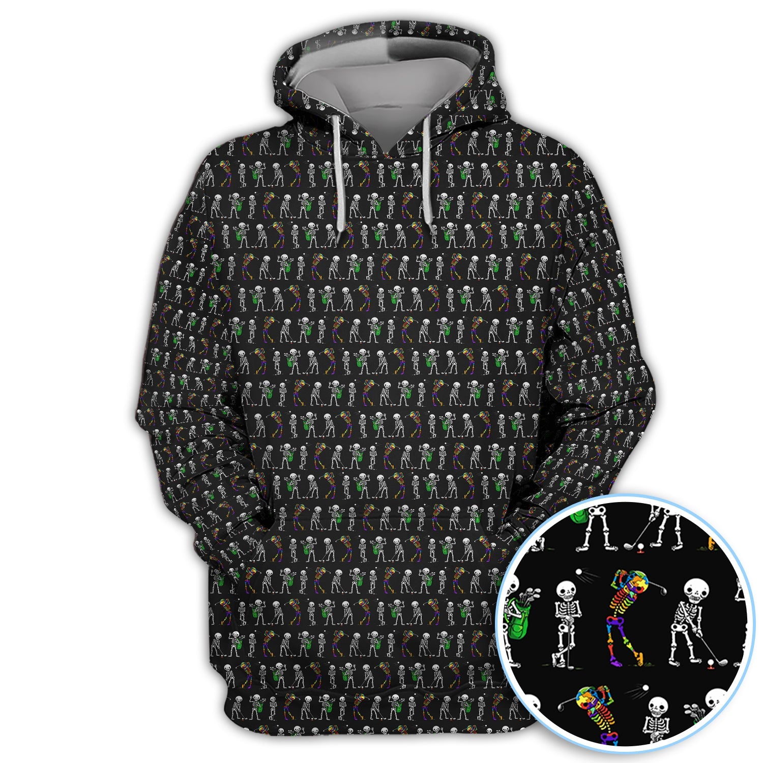 Funny Skeleton Golf Polo Shirt, Skeleton Golfer Pattern Shirt, Golf Lover Halloween Gift