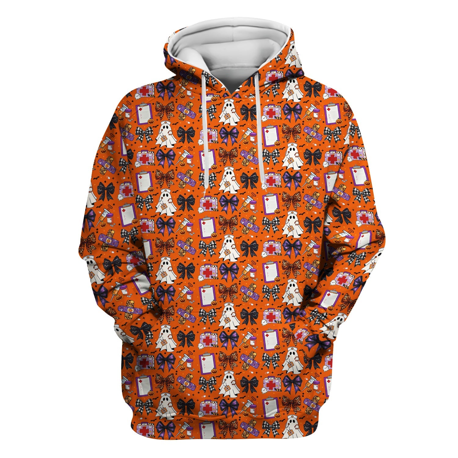 Cute Halloween Shirt for Nurses - Spooky Ghost Pumpkin & Medical Icons Graphic Tee - Gift for RN LPN CNA
