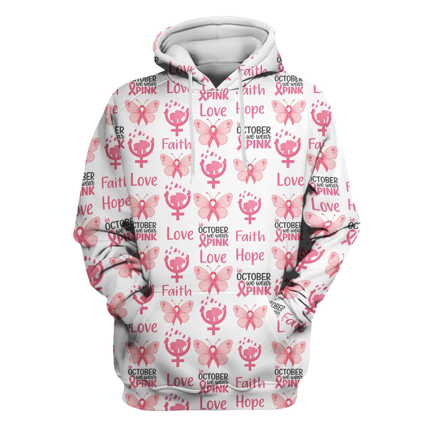 Breast Cancer Warrior Shirt - Faith Hope Love & Pink Ribbon Butterfly Design - October Gift for RN LPN CNA