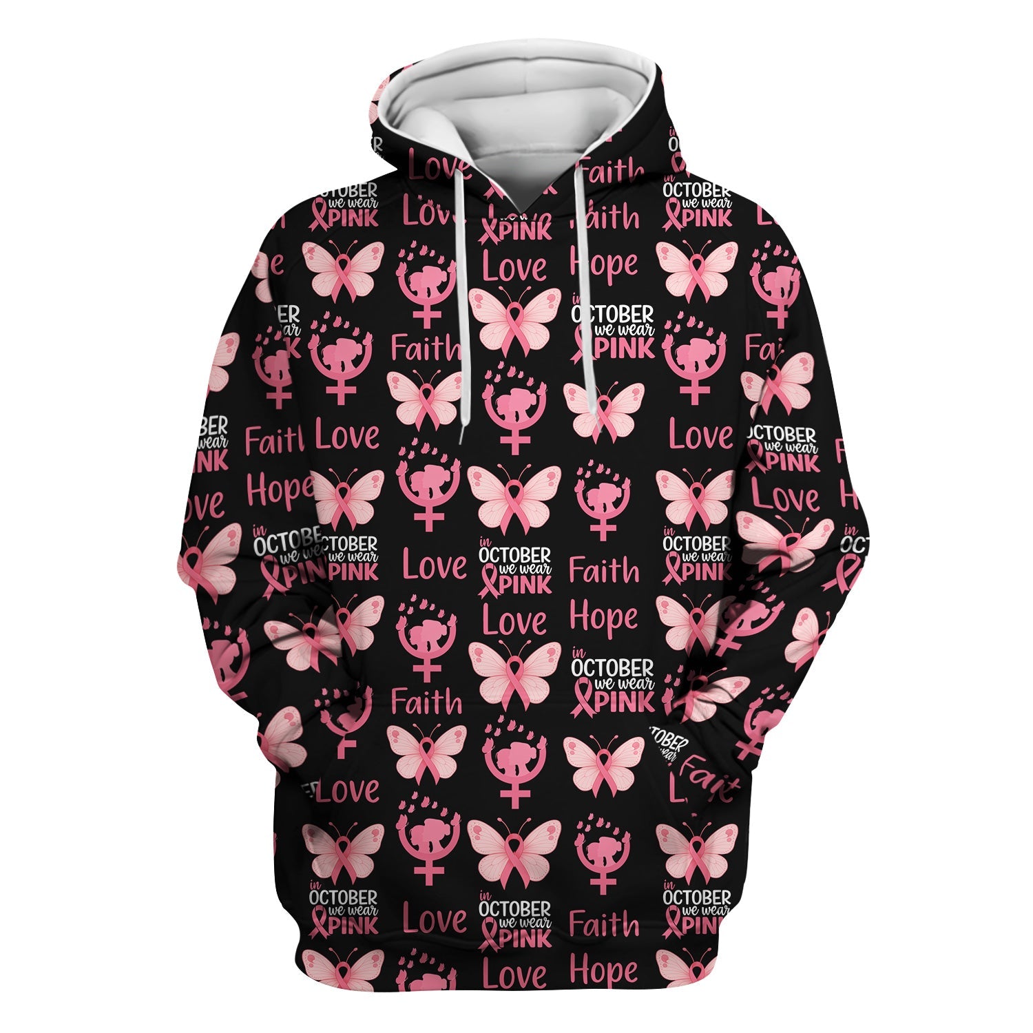 Breast Cancer Warrior Shirt - Faith Hope Love & Pink Ribbon Butterfly Design - October Gift for RN LPN CNA