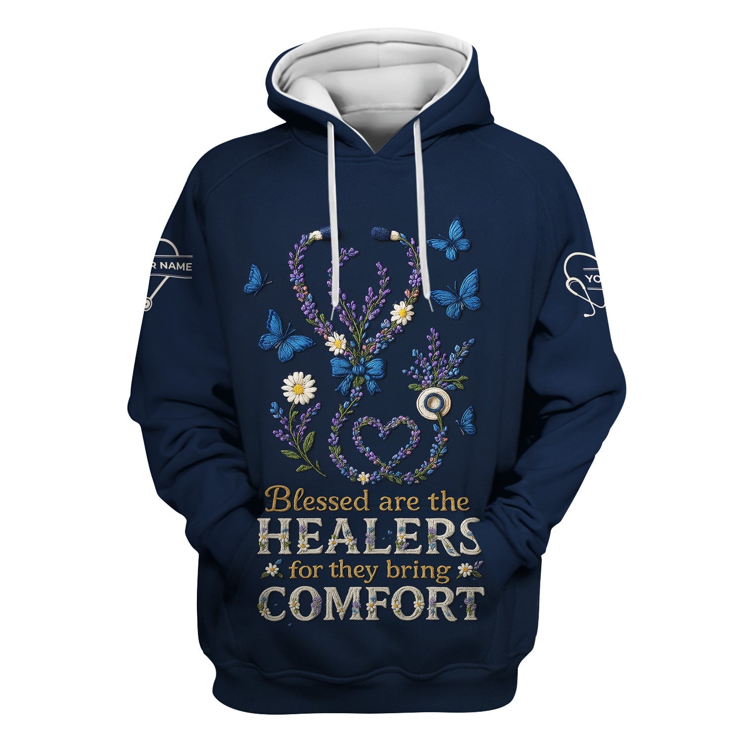 Blessed Are the Healers Nurse T-Shirt - Floral Stethoscope Shirt for Nurses - Inspirational Comfort Workwear Gift Tee